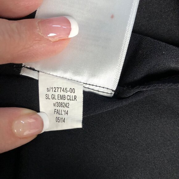 Banana Republic Sleeveless Top Womens Size Petite Large Black Bedazzled Collar - Picture 7 of 8